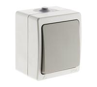 Zenitech - Botón Pulsador IP54 - Instalación en Superficie Exterior, Resistente al Agua y a Golpes, Cableado de Borne Automático - Material Aislante - Compatibilidad con Chimeneas Anchas - Gris Claro