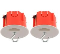 Zenitech - Caja DCL Punto de Centro para Paredes Huecas Placo Ø65 mm - Rojo - Compatible con Enchufes y Portalámparas DCL - Tapa Al Ras Ø80 mm - Instalación de Iluminación de Techo (Paquete de 2)