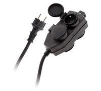 Zenitech - Caja de Derivación 4 Tomas IP44 - Cable 3G 1,5mm² H07RN-F - Longitud 5m - Negro - Seguridad Infantil - Para Uso Exterior - Impermeable y Robusta para Proyectos al Aire Libre