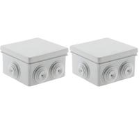 Zenitech - Caja de Derivación Cuadrada Estanca IP55-80x80x46 mm - Blanco - Entrada de Cables sin Corte - Tapa Imperdible con Cable - Ideal para Exterior - Seguridad y Facilidad de Instalación