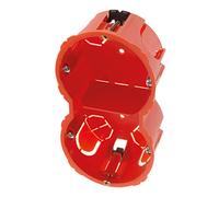 Zenitech - Caja Placo Doble Vertical Ø65mm - Para 2 Dispositivos a Tornillo o a Garras - Empotrable Placa de Yeso - Fijación a Tornillo - Alta Resistencia al Fuego 850° - Roja - Profundidad 40mm