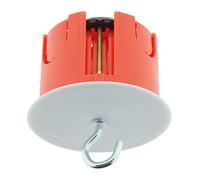 Zenitech - Caja Punto de Centro para Muros Huecos Placo Ø65x50mm - Para Instalación de Luminaria de Techo - Gancho Incluido - Resistencia al Fuego 850° - Soporta Carga 25 kg - Perforación Ø67mm - Roja