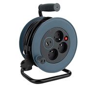 Zenitech - Carrete compacto de 3 tomas + 2 USB C/A 12 m, color gris