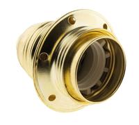 Zenitech - Casquillo E27 Acero Niquelado con Doble Anillo y Terminal de Tierra - Aro de Bakelita - Tensión Máxima 250V - Intensidad Máxima 4A - Dorado