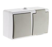 Zenitech - Conmutador + toma 2P+T IP54 - Gris claro