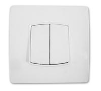 Zenitech - Doble Interruptor Conmutador Borne-Auto - Blanco - Fijación con Tornillos/Garras - Compatible con Cajas de Empotrar - Sin Tornillos a la Vista - Instalación Antes de Pintar