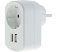 Zenitech - Enchufe de Pared Schuko 16A + 2 Puertos USB A 3.4A - Compatible con Smartphones/Tabletas, Cargador USB Integrado, Conexión Segura - Reducción de Espacio - Blanco