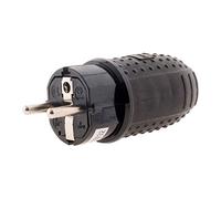 Zenitech - Enchufe Eléctrico Macho 16A 2P+T, 3680W - Punta de Goma, Estanco IP44 - Herramienta Pelacables Integrada - Seguridad Infantil - Conexión Segura y Duradera - Conforme a la Norma NF - Negro