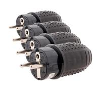 Zenitech - Enchufe Eléctrico Macho 16A 2P+T, 3680W - Punta de Goma, Estanco IP44 - Herramienta Pelacables Integrada - Seguridad Infantil - Conexión Segura y Duradera - Conforme a la Norma NF - Negro