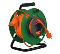 Zenitech - Enrollador de jardín estanco IP44 cable naranja 3G1,5 mm² 17+3m con toma de tierra 16A 2P+con solapa y disyuntor