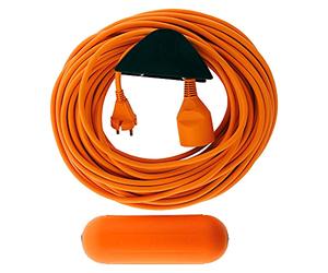 Zenitech - Extensión de jardín 2x 1,5mm² Naranja 25m + 1 Caja estanca Naranja + soporte de pared