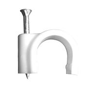 Zenitech - Ganchos de Fijación Ø5mm - Lote de 20 Ganchos para Cables de TV y Conductos Eléctricos - Fijación Segura con Clavos Especiales para Hormigón - Normas CE - Blanco