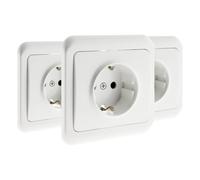 Zenitech-Gniazda 3 Schuko 16A z uziemieniem i płytkami podtynkowymi, białe, łatwa instalacja za pomocą dołączonych śrub i pazurów, kompatybilne ze standardową puszką 1-gang