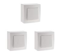 Zenitech - Interruptor Completo Conmutador 10A en Superficie - Plástico - Gama Presto, Motor Enchufable, Cableado Simplificado - Ideal para Instalación Interior - Blanco RAL9003 (Paquete de 3)