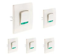 Zenitech - Interruptor Conmutador con Piloto - Borne Auto Tornillo + Garras - Blanco - Listo para Instalar - Compatible con Cajas de Empotrar Estándar - Fácil Clipado de Frontal - Cableado Rápido