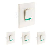 Zenitech - Interruptor Conmutador con Piloto - Borne Auto Tornillo + Garras - Blanco - Listo para Instalar - Compatible con Cajas de Empotrar Estándar - Fácil Clipado de Frontal - Cableado Rápido