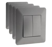 Zenitech - Interruptor Conmutador Doble Artezo - Titanio - Potencia Máx 2300W - Dimensiones 86 x 86 mm - Bornes Automáticos - Diseño Moderno y Acabado Mate - Compatible con Caja de Empotrar
