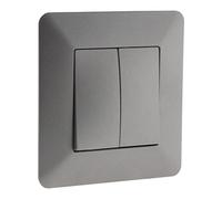 Zenitech - Interruptor Conmutador Doble Artezo - Titanio - Potencia Máx 2300W - Dimensiones 86 x 86 mm - Bornes Automáticos - Diseño Moderno y Acabado Mate - Compatible con Caja de Empotrar