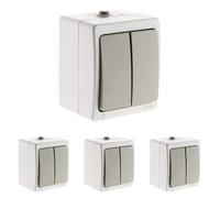 Zenitech - Interruptor Conmutador Doble IP54 - Gris Claro - Instalación Superficie Exterior, Mecanismo Desmontable, Cableado Simplificado Borne Automático, Material Aislante - Terminales 8-20mm