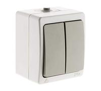 Zenitech - Conmutador doble Gris Claro IP54 - Akya