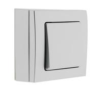 Zenitech - Interruptor de Conmutador 10A Superficie - Borne Automático - Aparato Sin Tornillos, Instalación Agujeros Oblongos - Compatible con Molduras Estándar - Mecanismo Desmontable - Gris