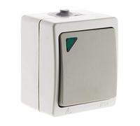 Zenitech - Interruptor simple con indicador Gris Claro IP54 - Akya