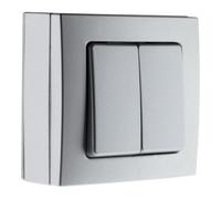Zenitech - Interruptor Doble 10A Superficial Borne Automática - Equipamiento Eléctrico Sin Tornillos Visibles Compatible Con Molduras - Fácil Instalación - Normas NF y CE - Gris