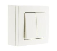 Zenitech - Interruptor Doble Conmutador 10A Superficie Terminal Automático - Potencia Máxima 2300W Bajo 230V - Instalación Fácil, Compatible Con Molduras Estándar - Blanco