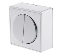 Zenitech, interruptor doble de superficie Vulco 10A, plástico policarbonato, 7 x 7 x 3 cm, clase energética A, normas CE, garantía de 2 años, control de luz de dos puntos