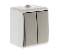 Zenitech - Interruptor Doble Impermeable IP54 - Interruptor Resistente al Agua para Uso Exterior - Conexión a Tornillo Conforme a las Normas CE y NF - Gris Claro