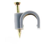 Zenitech - Ganchos de Fijación para Cables Ø10mm - Paquete de 100 - Plástico de Alta Calidad - Clavo Especial para Hormigón Incluido - para Superficies Sólidas - Certificado CE - Gris