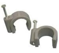 Zenitech - Lote de 100 Ganchos de Fijación Ø14 mm - Plástico Resistente - Para Cables y Tuberías - Clavo para Hormigón Incluido - Certificado CE - Seguridad y Durabilidad - Gris