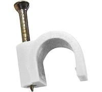 Zenitech - Lote de 100 Ganchos de Fijación Ø5 mm - Para Cables, Tubos y Cables Planos - Fijación Rápida con Clavo para Hormigón - Plástico Resistente - Larga Duración - Blanco