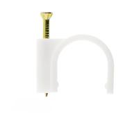Zenitech - Lote de 100 Ganchos de Fijación Ø6mm - Plástico de Alta Calidad - para Cables, Manguitos y Cables Planos - Fijación Rápida con Clavo Especial para Hormigón - Certificado CE - Blanco