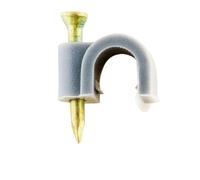 Zenitech - Ganchos de Fijación Ø7mm con Clavo de Hormigón - Lote de 100 - para Cables, Manguitos y Cables Planos - Plástico de Alta Calidad - Certificado CE - Gris - 7mm