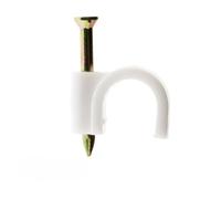 Zenitech - Lote de 100 Ganchos de Fijación Ø7 mm - Plástico Resistente - Compatibles con Cables, Fundas y Cables Planos - Clavo para Hormigón para Fijación Rápida - Certificado CE - Blanco