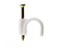 Zenitech - Lote de 100 Ganchos de Fijación Ø8 mm - Blanco - Para Cables, Tubos en Superficies Sólidas - Clavo para Hormigón Incluido - Larga Duración, Seguridad Óptima