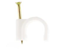 Zenitech - Lote de 20 Ganchos de Fijación Ø10mm - Plástico - Compatibilidad con Cables de TV/Tubos Eléctricos, Fijación con Clavos para Hormigón, Instalación Múltiple - Conforme a Normas CE - Blanco