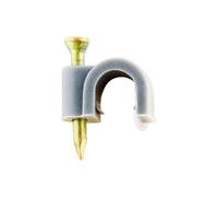 Zenitech - Lote de 20 Ganchos de Fijación Ø6mm - Fijación Segura con Clavos Especiales para Hormigón - Compatible con Cables de TV y Conductos Eléctricos - Normas CE - Gris