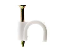 Zenitech - Lote de 20 Ganchos de Fijación Ø7 mm - Blanco - Para Cables de TV y Fundas Eléctricas - Fijación Segura con Clavos Especiales para Hormigón - Ideal para Múltiples Instalaciones