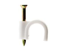 Zenitech - Lote de 20 Ganchos de Fijación Ø8mm - Metal - Compatibilidad Cables TV, Tubos Eléctricos, Clavos para Hormigón Incluidos, Fijación Segura - Normas CE - Instalaciones Múltiples - Blanco