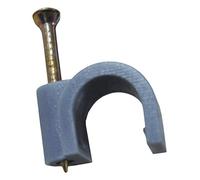 Zenitech - Pack de 20 Ganchos de Fijación Ø9mm para Cables de TV y Conductos Eléctricos - Fijación Segura con Clavos Especiales para Hormigón - Normas CE - Gris