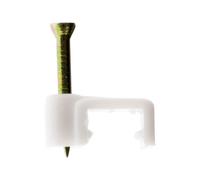 Zenitech - Lote de 50 Abrazaderas para Cable Plano Ø1mm - Blanco - Gancho de Plástico Discreto y Robusto - Con Clavo Especial para Hormigón - Fijación Fácil para Cables Eléctricos - Certificación CE