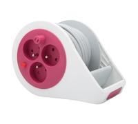 Zenitech - Mini enrollador de diseño de 3 tomas 2P + T, 7 m, color rosa