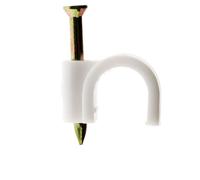 Zenitech - Pack de 100 Ganchos de Fijación Ø 5 mm - Blanco - Para Cables, Tubos y Cables Planos - Fijación Rápida con Clavo Especial para Hormigón - Larga Duración