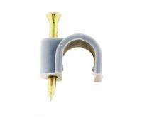 Zenitech - Pack de 100 Ganchos de Fijación Ø9mm - Gris - Para Cables, Tubos y Cables Planos - Clavo Especial para Hormigón Incluido - Plástico de Alta Calidad - Ideal para Superficies Sólidas y Seguro