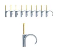Zenitech - Pack de 20 Abrazaderas Plásticas Ø20/25 mm - Gris - Fijación Sólida con Clavos de Acero para Hormigón - Material Duradero y Resistente al Desgaste - Ideal para Cables y Conducciones