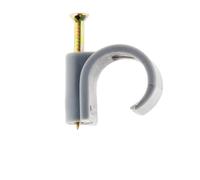 Zenitech - Pack de 20 Ganchos de Fijación Ø 7 mm - Gris - Para Cables de TV y Tubos Eléctricos - Fijación Segura con Clavos Especiales para Hormigón - Ideal para Múltiples Instalaciones