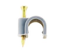 Zenitech - Pack de 20 Ganchos de Fijación Ø8mm - Acero - Fijación Segura con Clavos para Hormigón, Ideal para Cables de TV y Conductos Eléctricos, Normas CE - Instalación Fácil - Gris