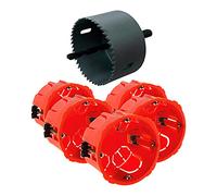 Zenitech - Pack de 5 Cajas de Empotrar para Tabiques Secos Ø67 x 40 mm - Rojo - Instalación Precisa y Rápida - Compatible con Equipos a Tornillo o Uñas - Incluye Sierra de Corona